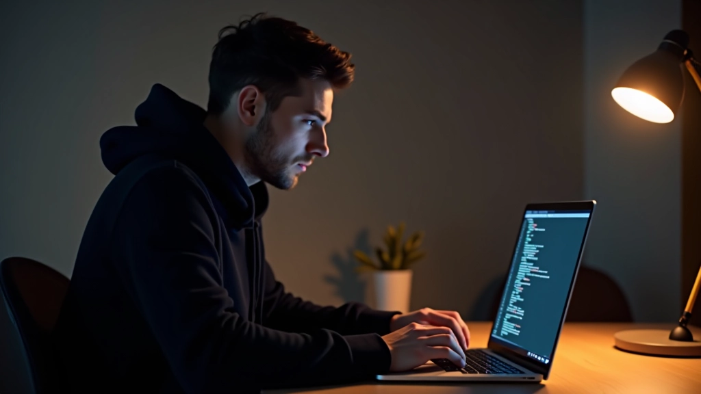 Developer aan laptop werkend aan CSS custom properties implementatie in moderne IDE