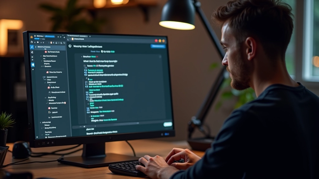 Webontwikkelaar test contrast op monitor met WCAG controlelijst en contrast checker tool zichtbaar