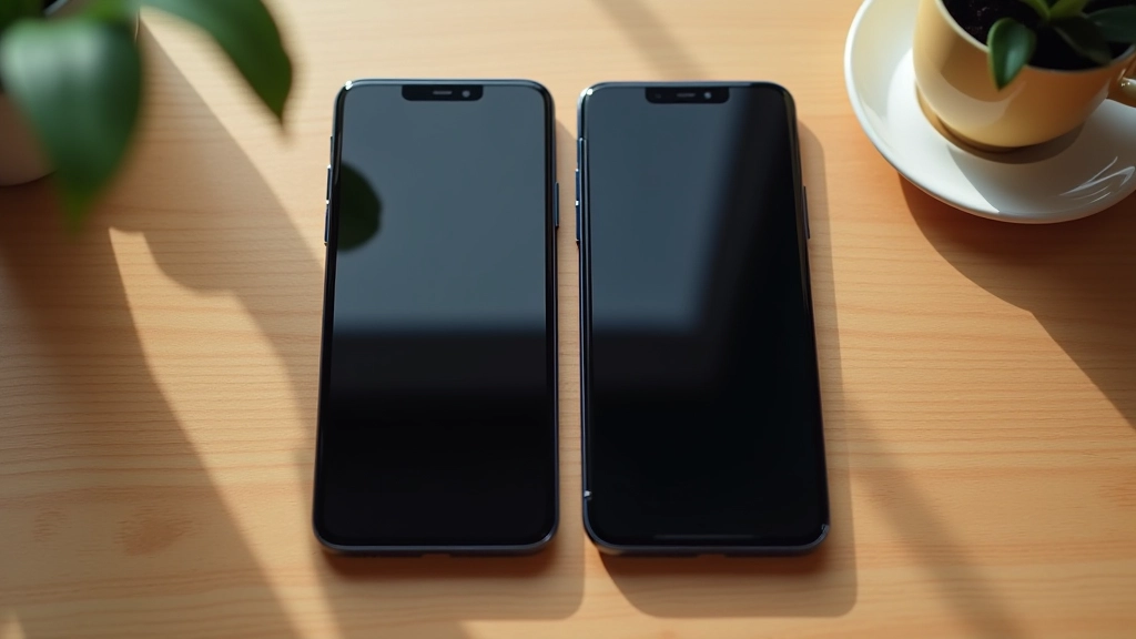 Twee smartphone schermen naast elkaar met licht en donker thema's van dezelfde website